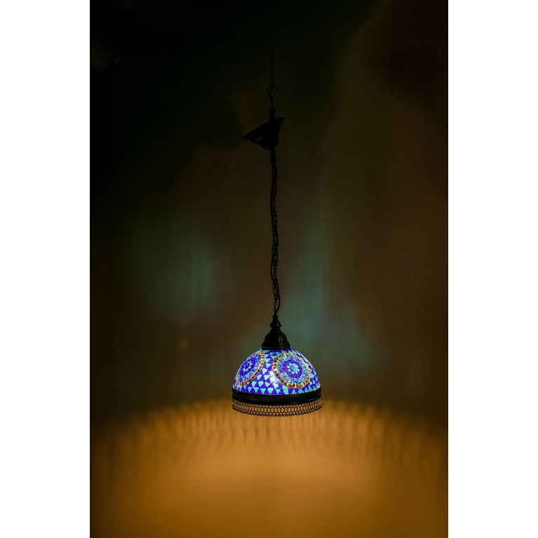 Hanging blue lamp, 70 cm, mosaic glass, diameter 22 cm